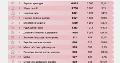 На виробництві яких товарів спеціалізується Україна (дані на серпень 2023 року)